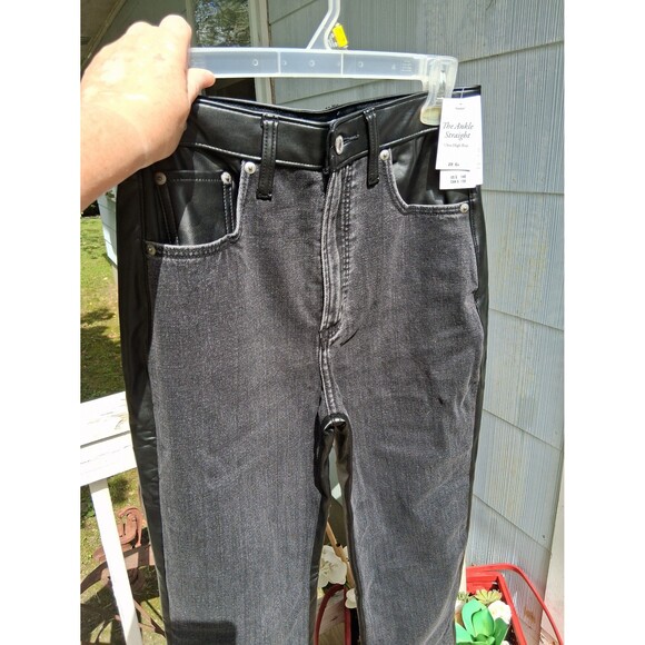 Abercrombie & Fitch 28/6 Jeans Black Vegan Leather & Denim Ultra High Rise NWT - Picture 8 of 8